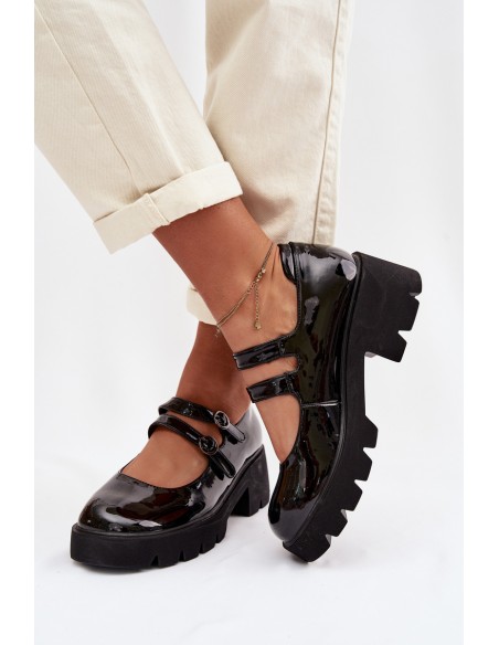 Patent Women's Heeled Shoes With Straps Kamira