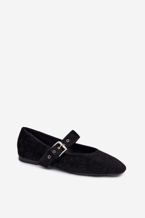 Women's Ballerinas With Strap Black Pamira