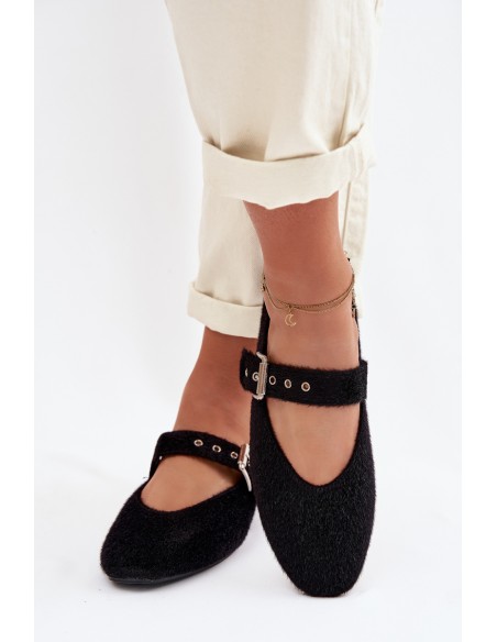 Women's Ballerinas With Strap Black Pamira
