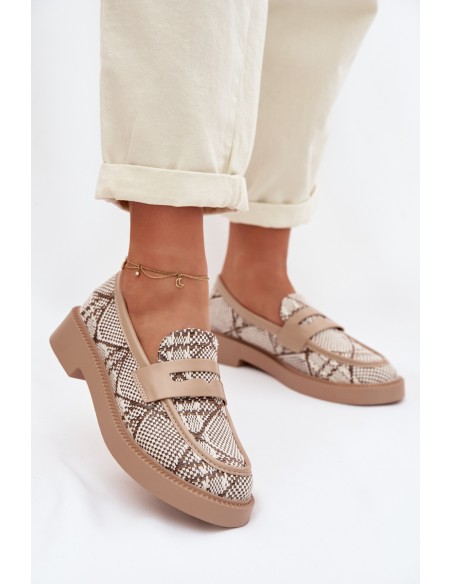 Women's Patterned Beige Moccasins Barisa
