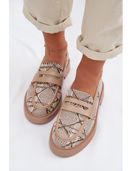 Women's Patterned Beige Moccasins Barisa