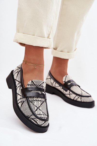 Women's Patterned Black Mokassins Barisa