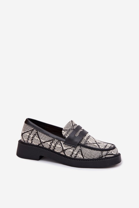 Women's Patterned Black Mokassins Barisa