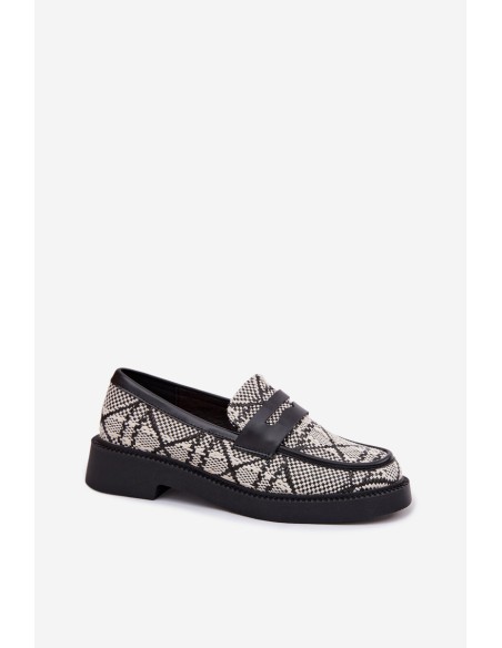 Women's Patterned Black Mokassins Barisa