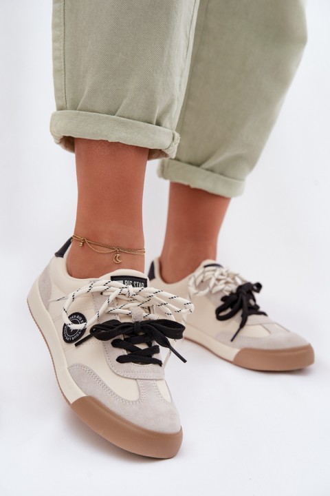 Women's Sneakers With Double Lacing Big Star TT274168 Beige
