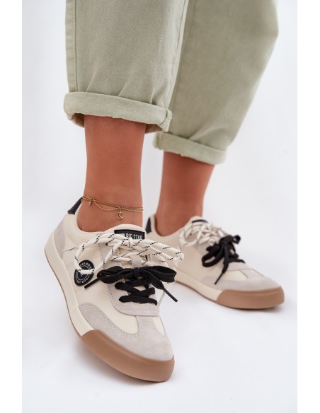 Women's Sneakers With Double Lacing Big Star TT274168 Beige