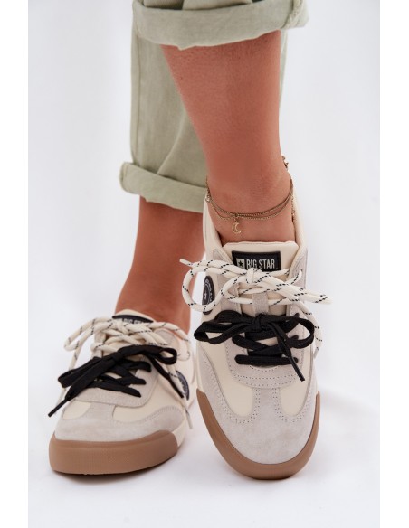 Women's Sneakers With Double Lacing Big Star TT274168 Beige