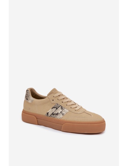 Women's Sneakers With Snake Skin Inserts Big Star TT274298 Beige