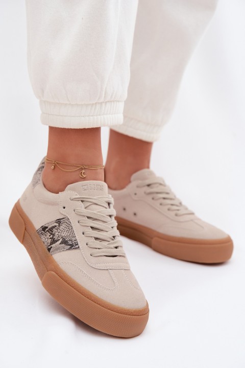 Women's Sneakers With Snake Leather Inserts Big Star TT274299 Grey