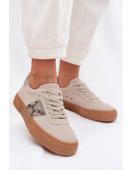 Women's Sneakers With Snake Leather Inserts Big Star TT274299 Grey