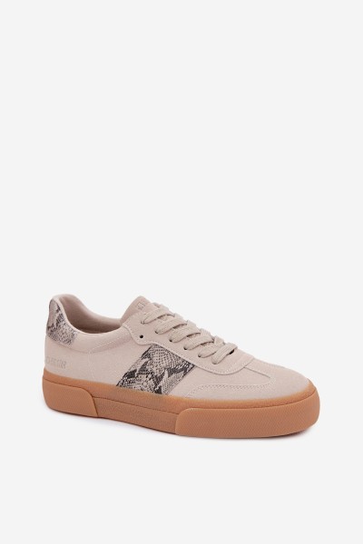 Women's Sneakers With Snake Leather Inserts Big Star TT274299 Grey 2