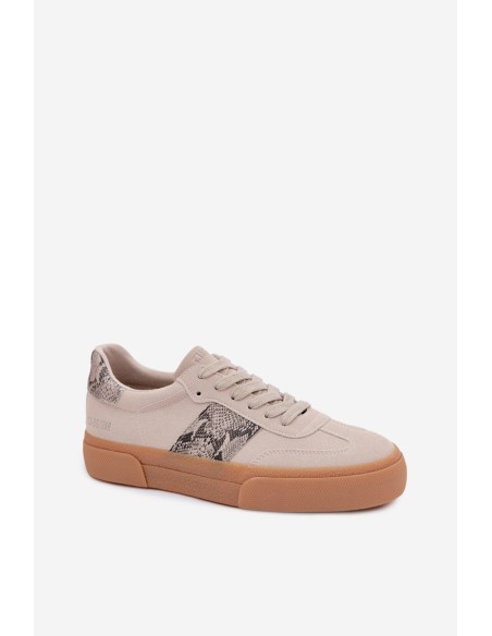 Women's Sneakers With Snake Leather Inserts Big Star TT274299 Grey