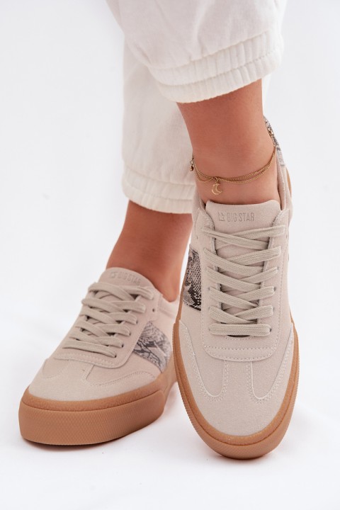 Women's Sneakers With Snake Leather Inserts Big Star TT274299 Grey