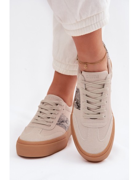 Women's Sneakers With Snake Leather Inserts Big Star TT274299 Grey