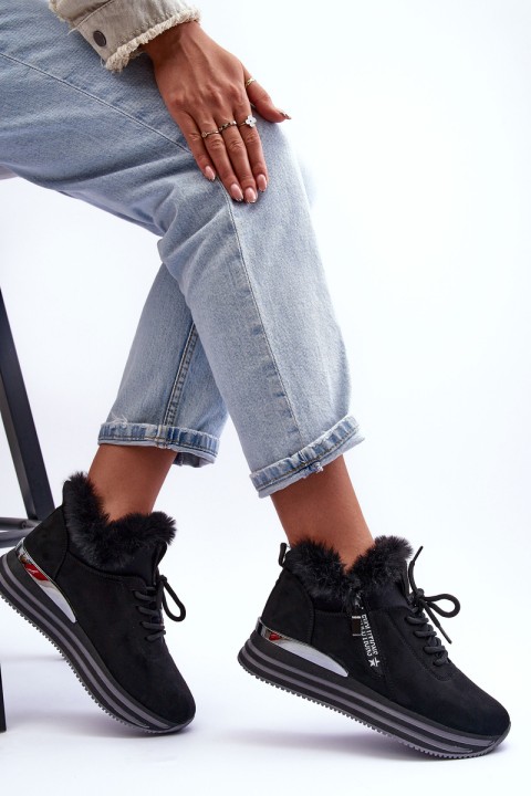 Platform Furry Sports Shoes Black Jamarie