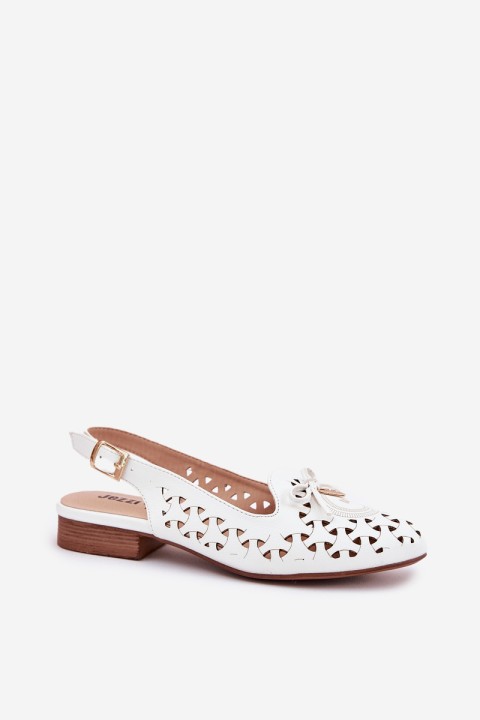 Perforated Ballerinas With Open Heel White Navinnia