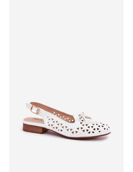 Perforated Ballerinas With Open Heel White Navinnia