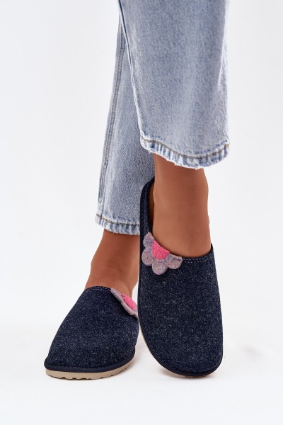 Women's slippers with flower Inblu CS000043 navy blue