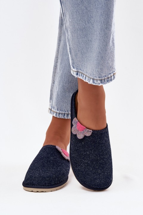 Women's slippers with flower Inblu CS000043 navy blue