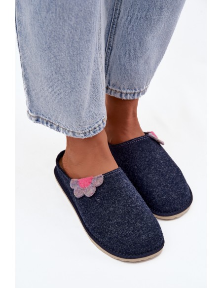Women's slippers with flower Inblu CS000043 navy blue
