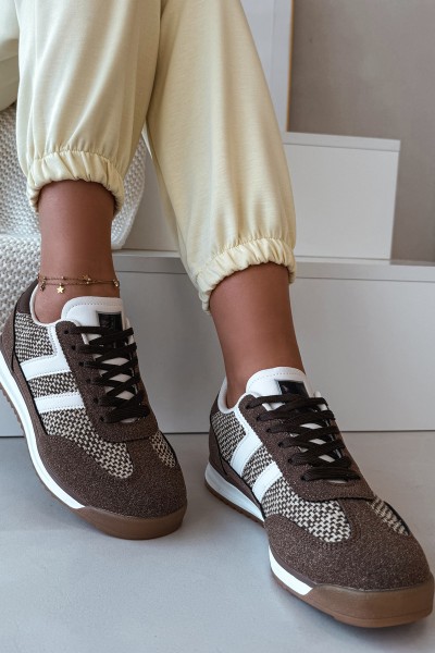 Buty Sportowe Sneakersy Damskie Brązowe Soretta
