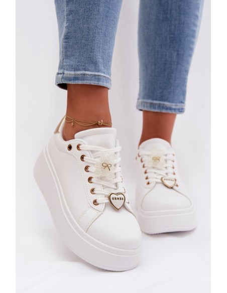 Women's Platform Sneakers With Pins Bear Heart Selorissa