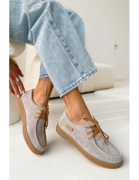 Vinceza 95391 Beige Leather Suede Derbies