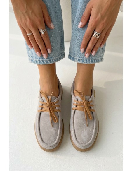 Vinceza 95391 Beige Leather Suede Derbies