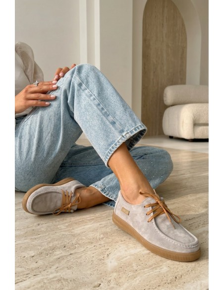 Vinceza 95391 Beige Leather Suede Derbies