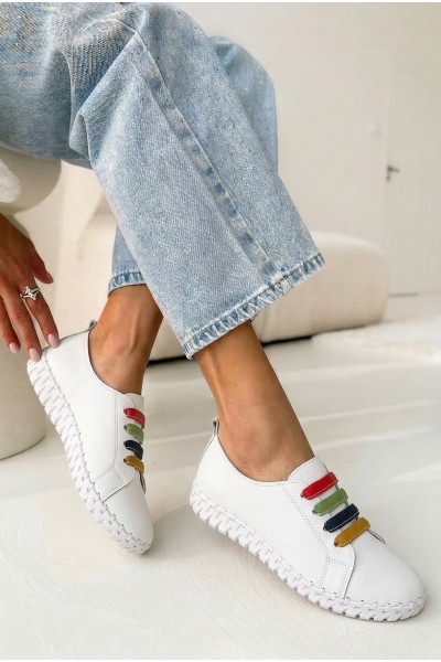 Leather Women's Loafers Vinceza 95376 White 2