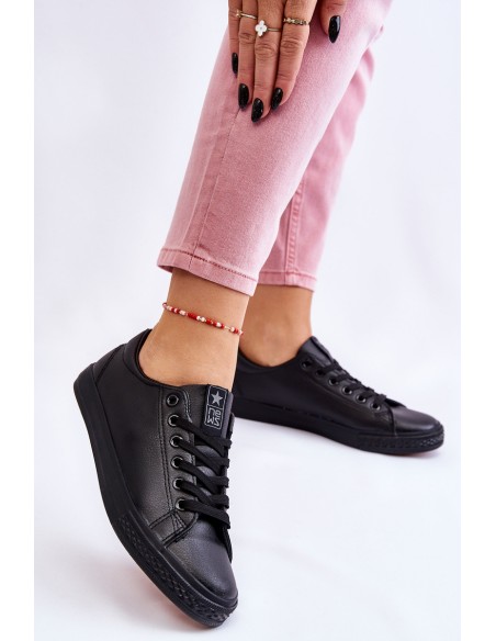 Women's Classic Leather Sneakers Black Misima