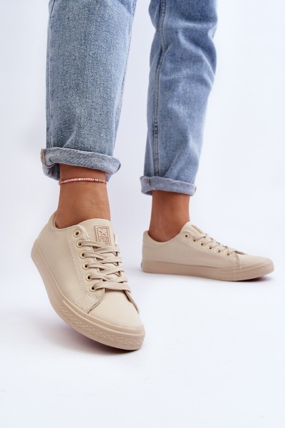Women's Leather Classic Lace-Up Sneakers in Beige Misima 2