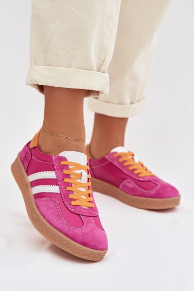 Leather Women's Sneakers LR61-7059 Fuchsia