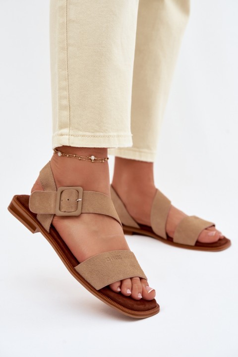 Women's Suede Sandals Big Star TT274491 Beige