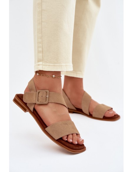 Women's Suede Sandals Big Star TT274491 Beige