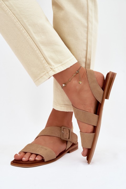 Women's Suede Sandals Big Star TT274491 Beige