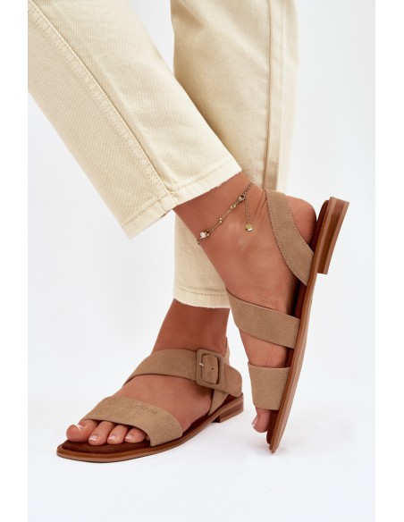 Women's Suede Sandals Big Star TT274491 Beige