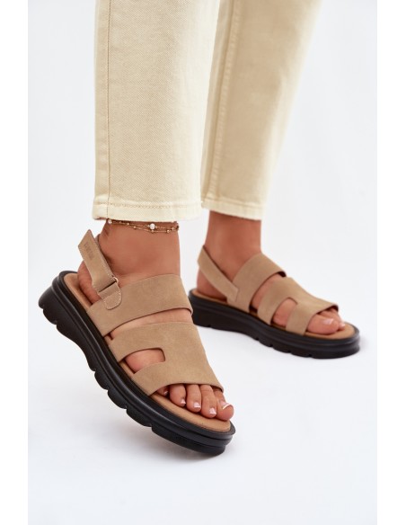 Women's Suede Sandals Big Star TT274482 Beige