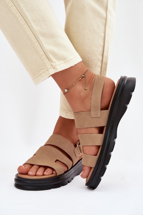 Women's Suede Sandals Big Star TT274482 Beige