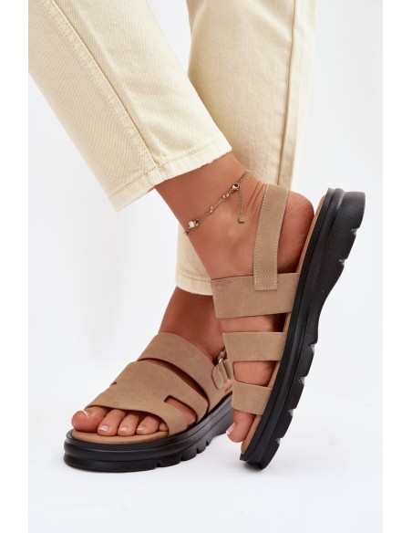 Women's Suede Sandals Big Star TT274482 Beige