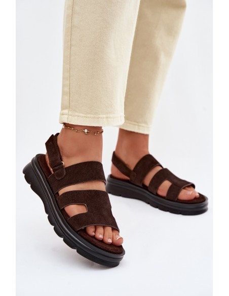 Women's Suede Sandals Big Star TT274483 Chocolate