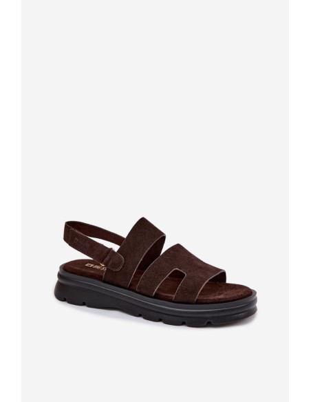 Women's Suede Sandals Big Star TT274483 Chocolate