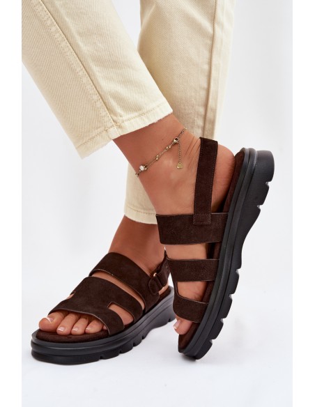 Women's Suede Sandals Big Star TT274483 Chocolate