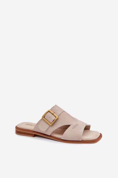 Suede Women's Flat Sandals With Buckle Big Star TT274476 Beige 2