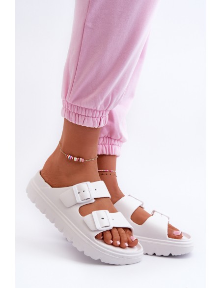 Women's White Platform Foam Flip Flops Melorea