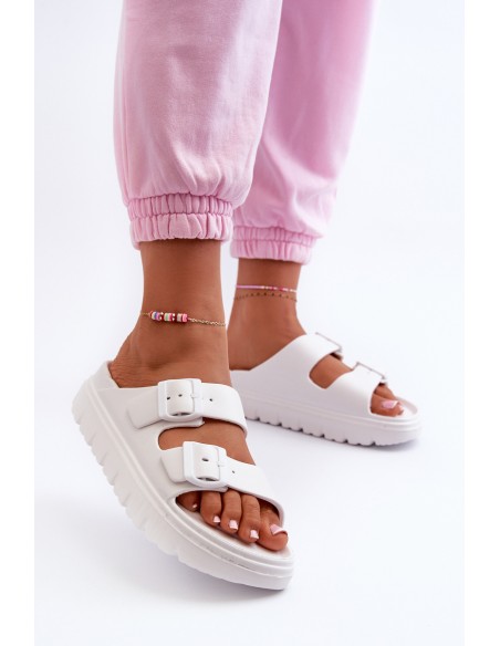 Women's White Platform Foam Flip Flops Melorea