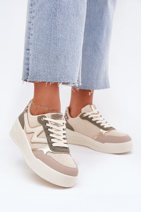 Women's Platform Sneakers Leopard Beige Kelsia