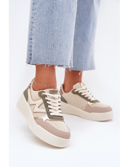 Women's Platform Sneakers Leopard Beige Kelsia