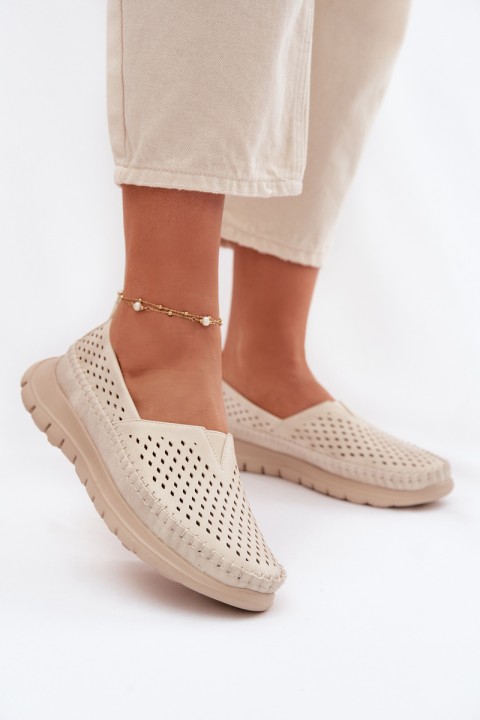 Breathable Light Women's Loafers Sergio Leone MK099H Beige-Gold
