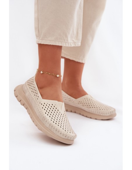 Breathable Light Women's Loafers Sergio Leone MK099H Beige-Gold
